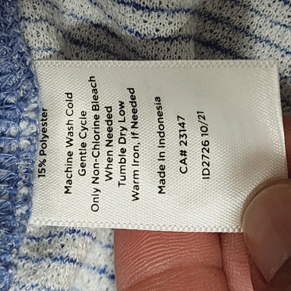 T by Talbots Chambray Polka Dot Twisted Cutout Back Terry Sweatshirt Size Large - Picture 6 of 6